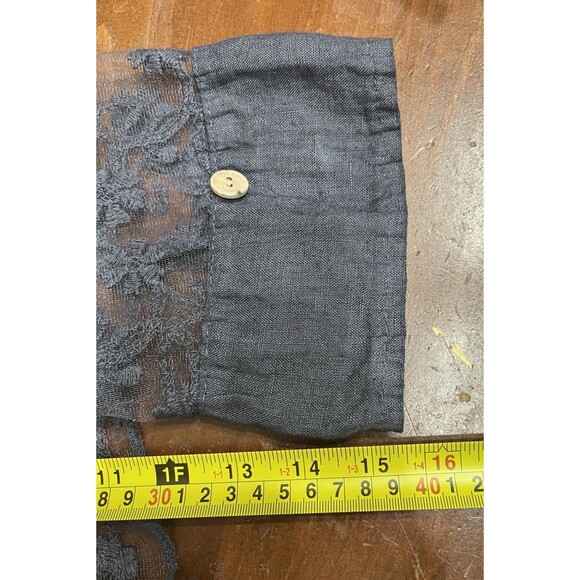100% Linen Button Front Shacket Sz Med made in Italy Lagenlook Boho Hippie Blue - Picture 11 of 15